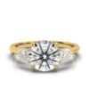 925 Sterling Silver Three Stone Bullet Diamond Engagement Ring