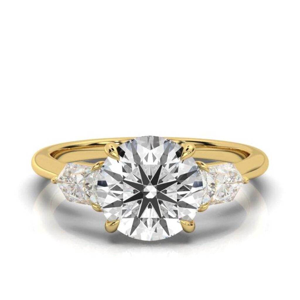 925 Sterling Silver Three Stone Bullet Diamond Engagement Ring