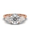 925 Sterling Silver Three Stone Bullet Diamond Engagement Ring - Image 4