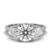 925 Sterling Silver Three Stone Bullet Diamond Engagement Ring - Image 6