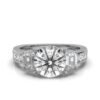 925 Sterling Silver Three Stone Diamond Engagement Ring