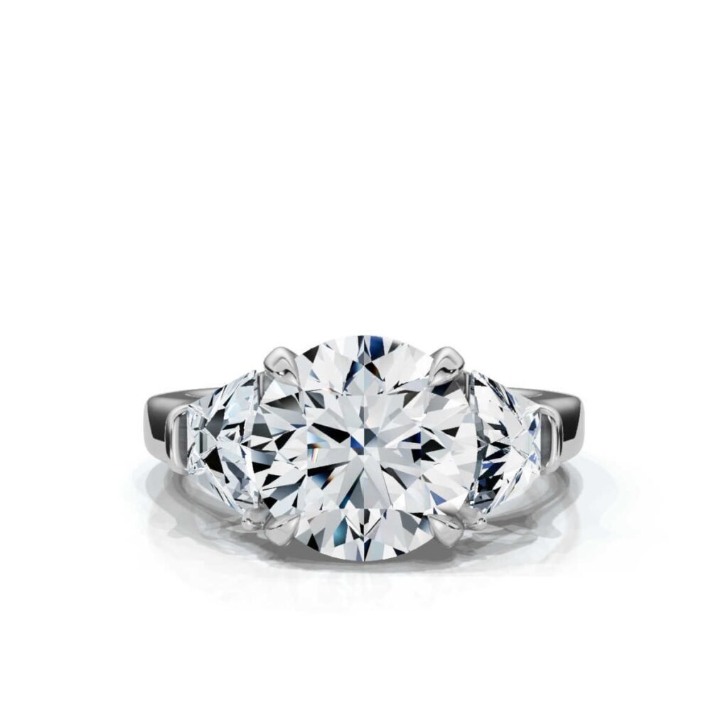 925 Sterling Silver Three Stone Diamond Engagement Ring