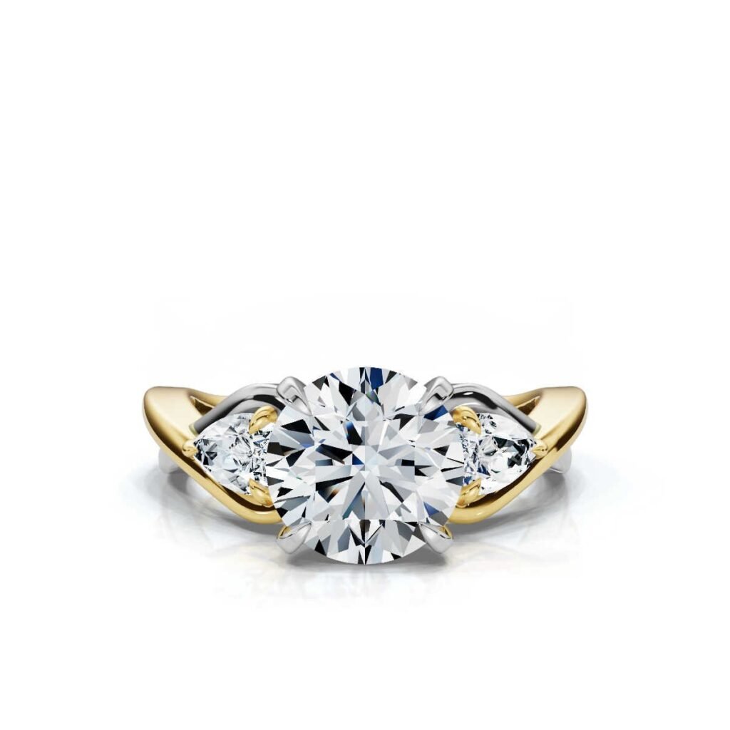 925 Sterling Silver Three Stone Diamond Engagement Ring