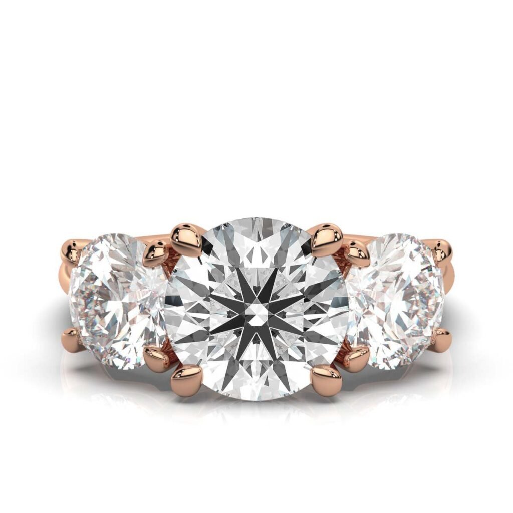 925 Sterling Silver Three Stone Diamond Ring