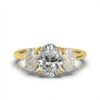 925 Sterling Silver Three Stone Elongated Radiant Diamond Engagement Ring