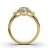 925 Sterling Silver Three Stone Elongated Radiant Diamond Engagement Ring - Image 3
