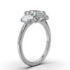 925 Sterling Silver Three Stone Elongated Radiant Diamond Engagement Ring - Image 5