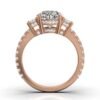 925 Sterling Silver Three Stone Emerald shape Diamond Ring - Image 3