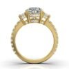 925 Sterling Silver Three Stone Emerald shape Diamond Ring - Image 5