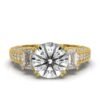 925 Sterling Silver Three Stone Emerald Shape Diamond Ring