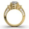 925 Sterling Silver Three Stone Emerald Shape Diamond Ring - Image 3