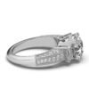 925 Sterling Silver Three Stone Emerald Shape Diamond Ring - Image 8