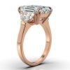 925 Sterling Silver Three Stone Half-Moon Diamond Engagement Ring - Image 5