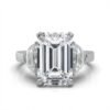 925 Sterling Silver Three Stone Half-Moon Diamond Engagement Ring - Image 6