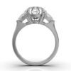 Three-stone ring with a polished sterling silver finish