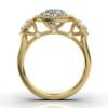 925 Sterling Silver Three Stone Halo Diamond Engagment Ring - Image 3