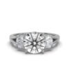 925 Sterling Silver Three Stone Oval Diamond Engagement Ring