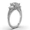 925 Sterling Silver Three Stone Oval Diamond Engagement Ring - Image 3