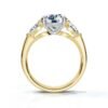 Three stone CZ diamond ring with prong setting and polished gold plating