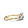 Elegant ring with a slim 2.3 mm band and three-stone design