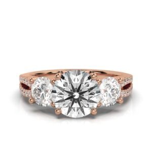 925 Sterling Silver Three Stone Round Diamond Engagement Ring