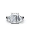 925 Sterling Silver Three Stone Trapezoid Diamond Engagement Ring - Image 6