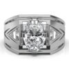925 Sterling Silver Three Stone Triangle Diamond Engagement Ring