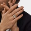 925 Sterling Silver Three Stone Triangle Diamond Engagement Ring - Image 2