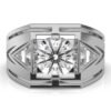 925 Sterling Silver Three Stone Triangle Diamond Engagment Ring - Image 6