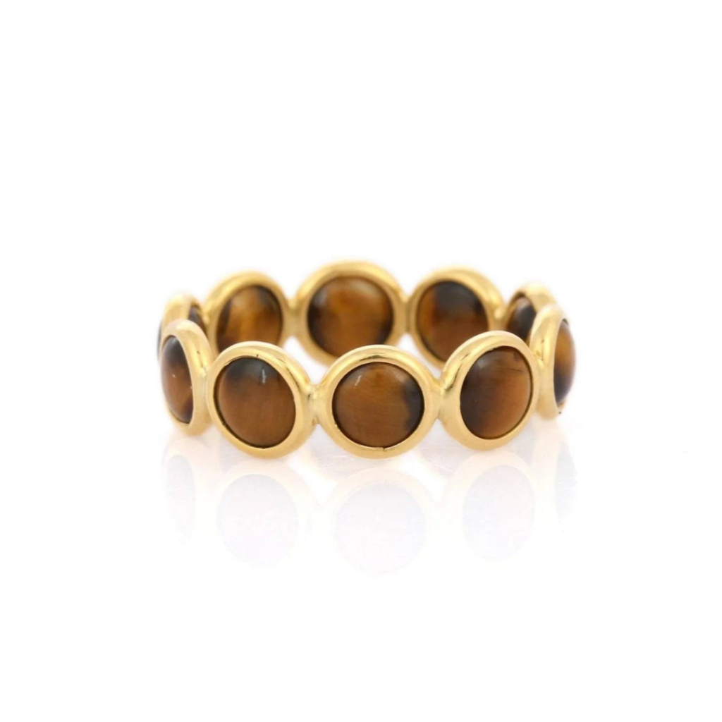 925 Sterling Silver Tigers Eye Eternity Band