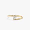 925 Sterling Silver Tilted Baguette Diamond Ring