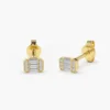 Sterling silver stud earrings with baguette-cut CZ stones