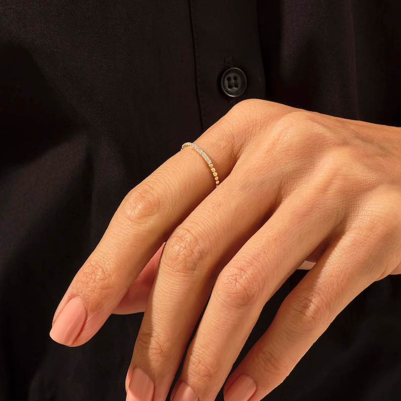 925 Sterling Silver Tiny Ball Stacking Ring