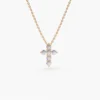 925 Sterling Silver Tiny Diamond Cross Necklace - Image 2