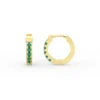 Tiny hoop earrings featuring clean green CZ emerald detail