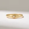 Tiny star signet ring with pave-set Premium CZ Diamond accents