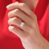 Gold-plated sterling silver engagement ring with pavé setting