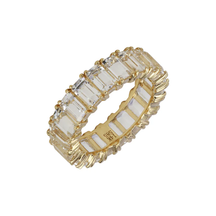 925 Sterling Silver Topaz Emerald Cut Eternity Band