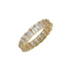 925 Sterling Silver Topaz Emerald Cut Eternity Band - Image 2