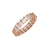 925 Sterling Silver Topaz Emerald Cut Eternity Band - Image 3