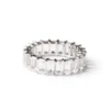 925 Sterling Silver Topaz Emerald Cut Eternity Band - Image 5