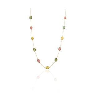 925 Sterling Silver Tourmaline Gemstone Station Necklace