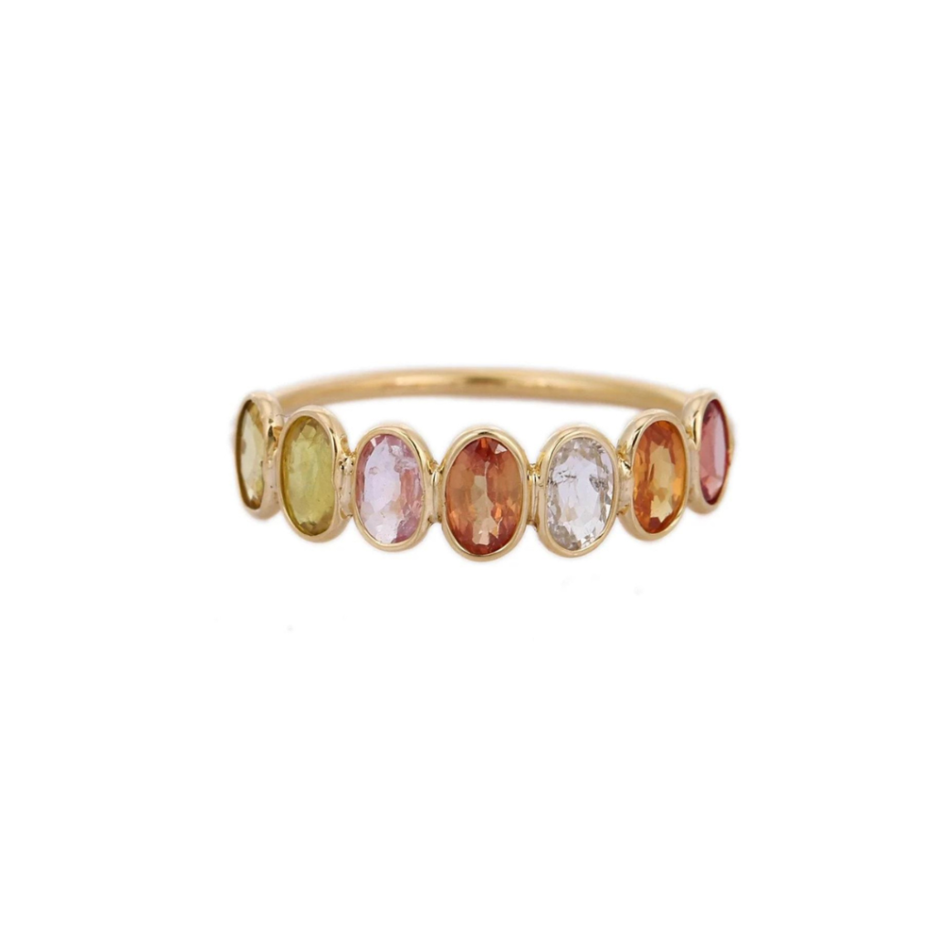 925 Sterling Silver Tourmaline Half Eternity Band