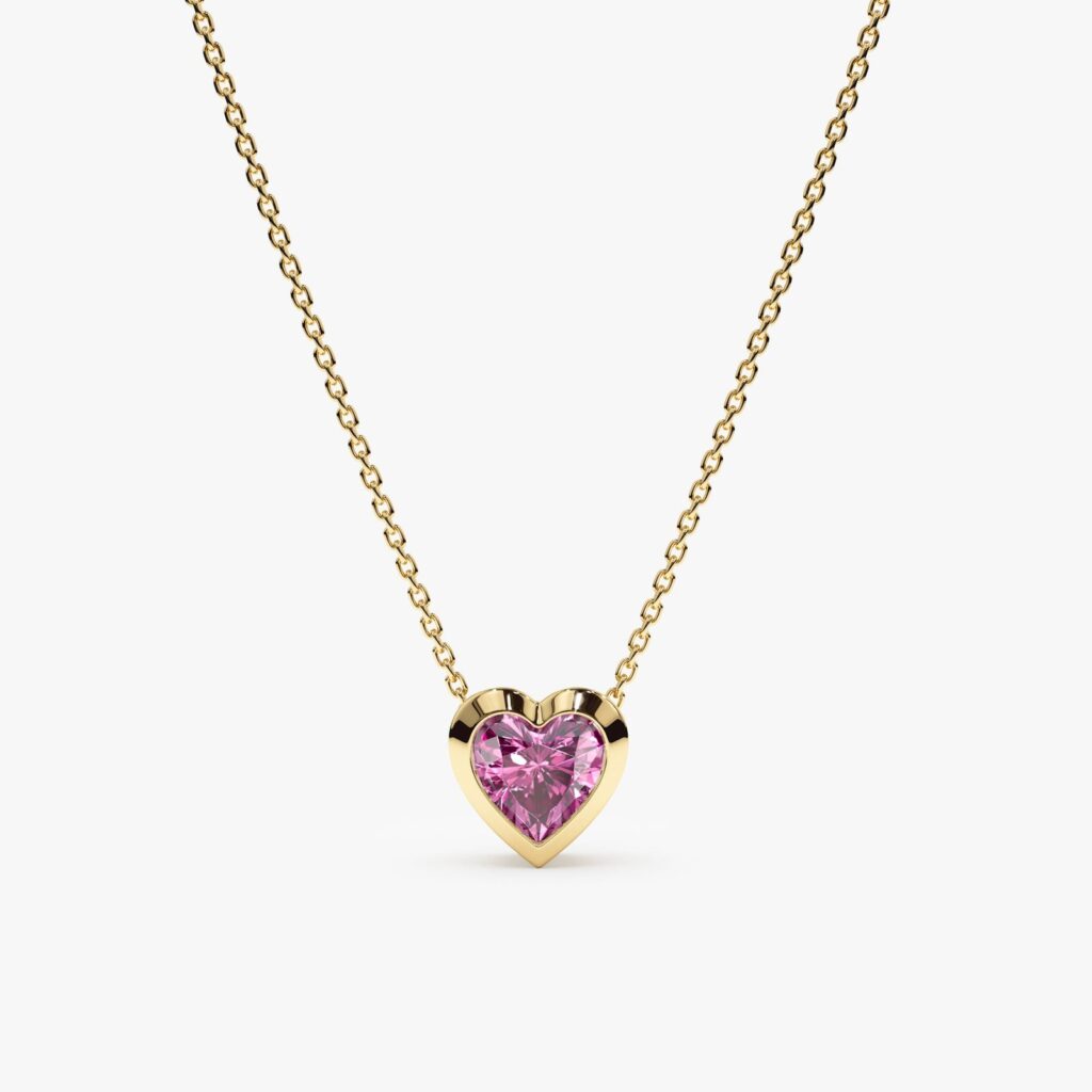 925 Sterling Silver Tourmaline Heart Necklace