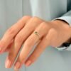 925 sterling silver triangle agate ring with geometric design