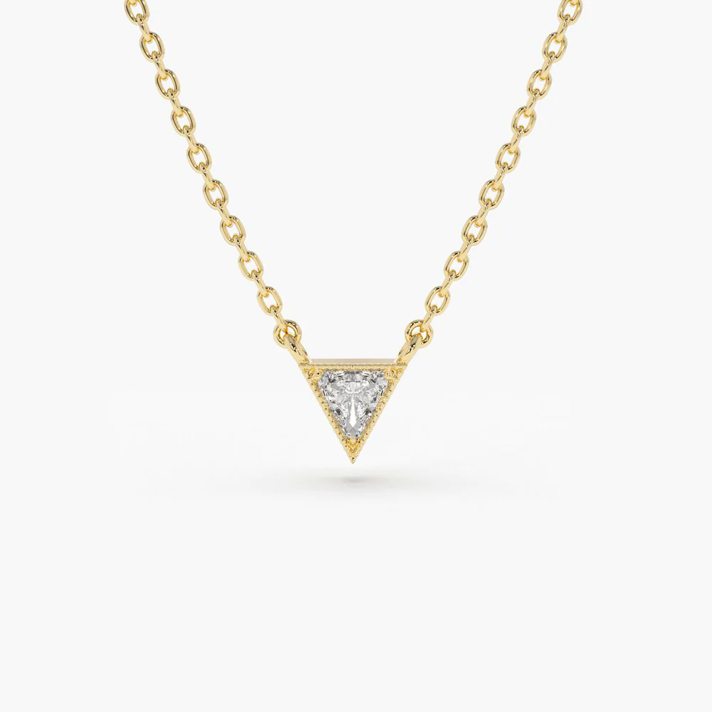 925 Sterling Silver Triangle Cut Diamond Solitaire Necklace