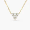 Triangle shaped sterling silver necklace with round and baguette stones