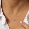 Modern necklace with premium CZ diamond stones and gold plating