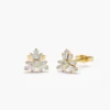 Triangle-shaped sterling silver stud earrings with tapered baguette stones
