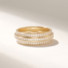 925 Sterling Silver Triple Band Pave Diamond Ring: Thick Half Eternity Wedding Band - Image 2